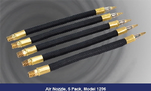 Nozzle mounted on 3/8" flexible (stay-put) rubber shaft (high  thrust) Model 1206