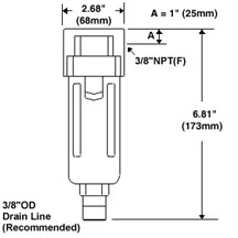 Model #: 701S-36A Water / Particulate (5 micron auto-drain)  50 SCFM