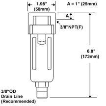 Model #: 701S-48 Auto-Drain Oil Removal Filter (25 SCFM)