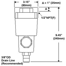 Model #: 701S-54 Auto-Drain Oil Removal  Filter (70 SCFM)